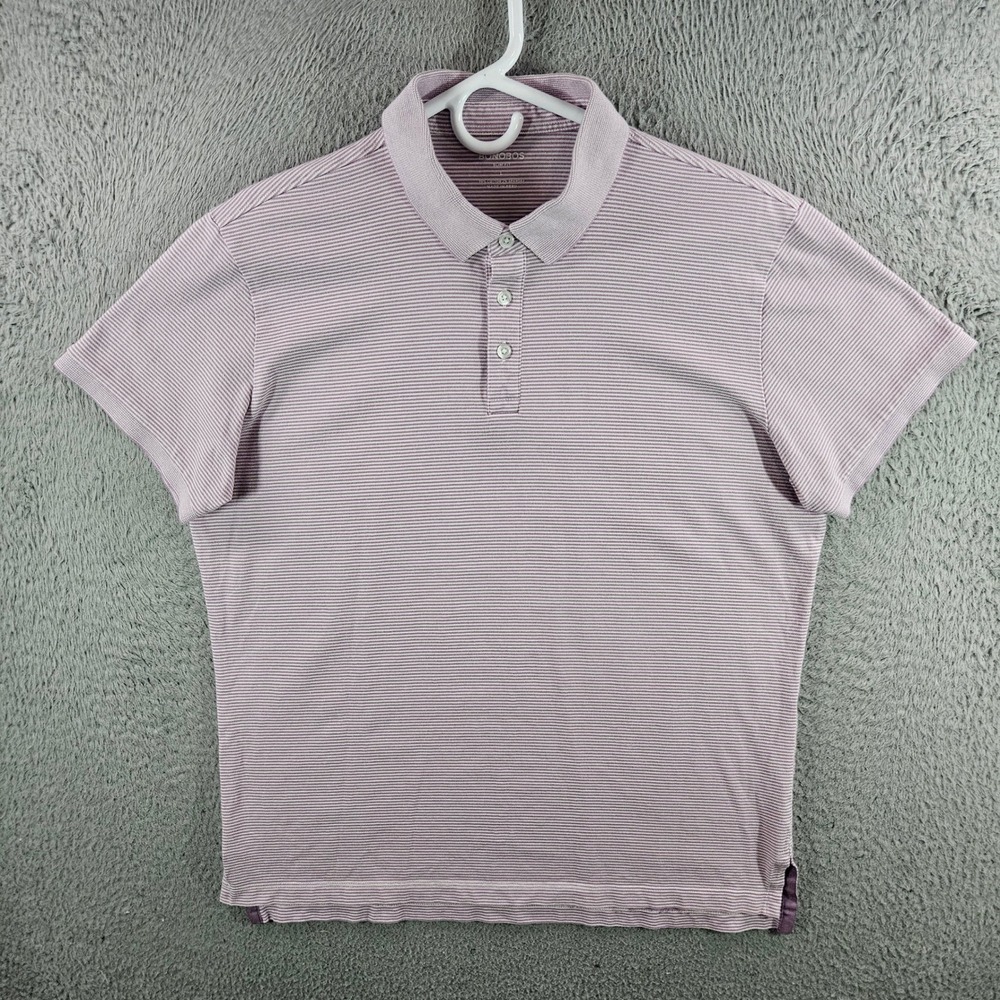 Bonobos Slim Fit Polo Shirt Mens Large Purple White Micro Stripe Cotton Stretch